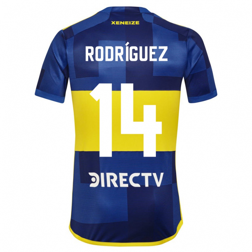 Homme Maillot Isaías Rodríguez #14 Bleu Jaune Tenues Domicile 2024/25 T-Shirt Suisse