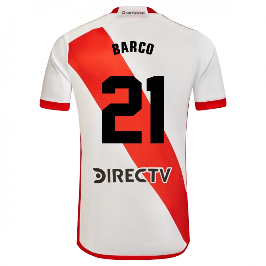 Homme Maillot Esequiel Barco #21 Blanc Rouge Tenues Domicile 2024/25 T-Shirt Suisse