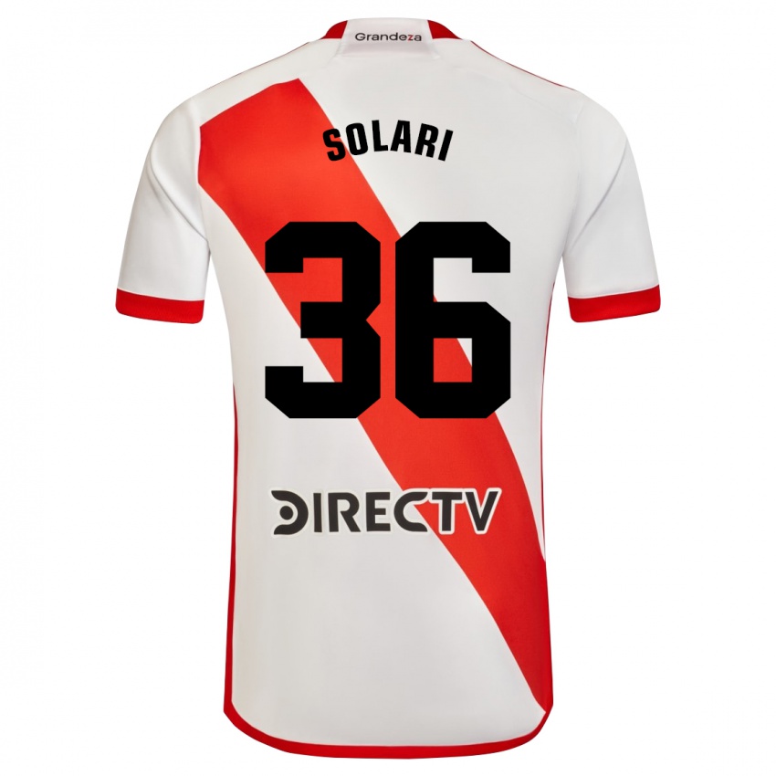 Homme Maillot Pablo Solari #36 Blanc Rouge Tenues Domicile 2024/25 T-Shirt Suisse