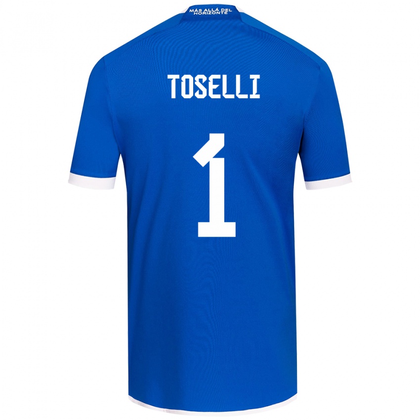 Homme Maillot Cristopher Toselli #1 Bleu Blanc Tenues Domicile 2024/25 T-Shirt Suisse