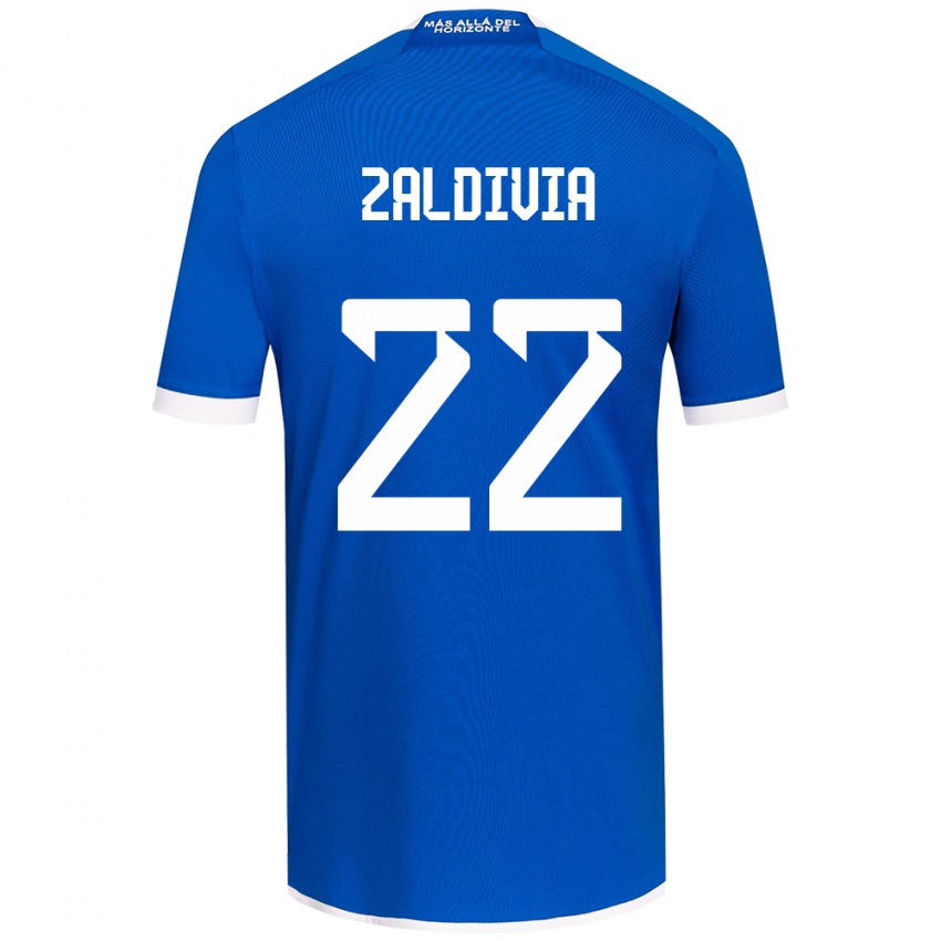 Homme Maillot Matías Zaldivia #22 Bleu Blanc Tenues Domicile 2024/25 T-Shirt Suisse