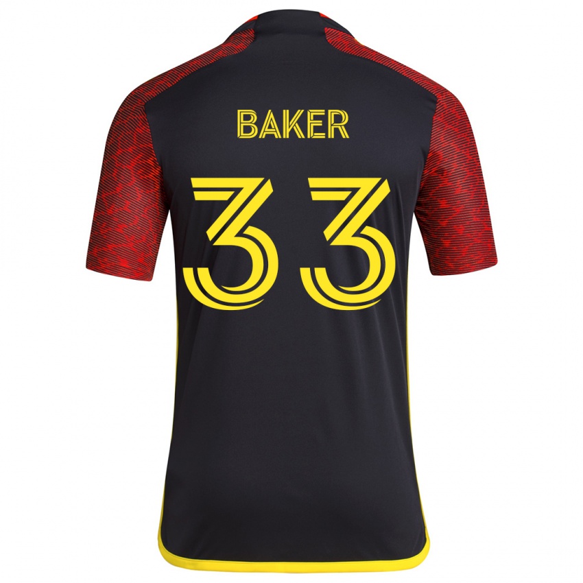 Herren Cody Baker #33 Rot Schwarz Auswärtstrikot Trikot 2024/25 T-Shirt Schweiz