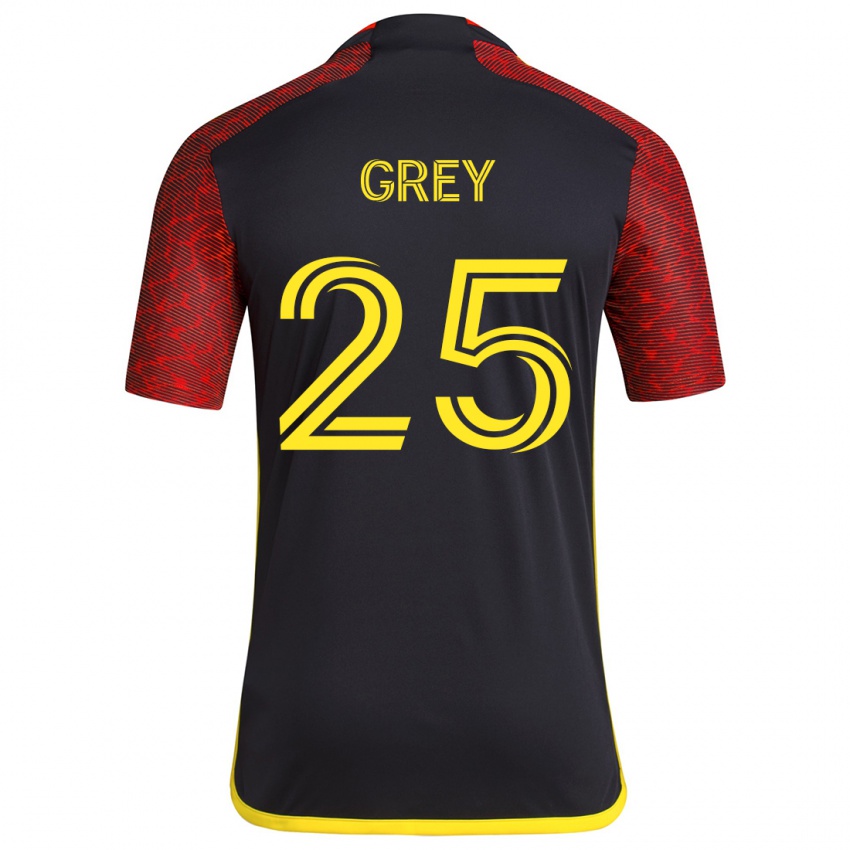 Herren Mireya Grey #25 Rot Schwarz Auswärtstrikot Trikot 2024/25 T-Shirt Schweiz