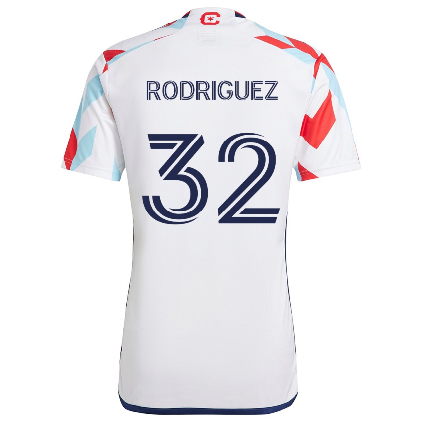 Homme Maillot Missael Rodríguez #32 Blanc Rouge Bleu Tenues Extérieur 2024/25 T-Shirt Suisse