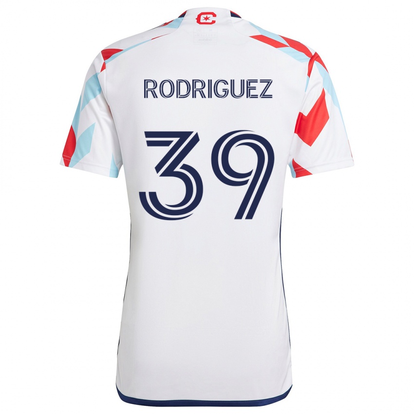 Homme Maillot Allan Rodriguez #39 Blanc Rouge Bleu Tenues Extérieur 2024/25 T-Shirt Suisse