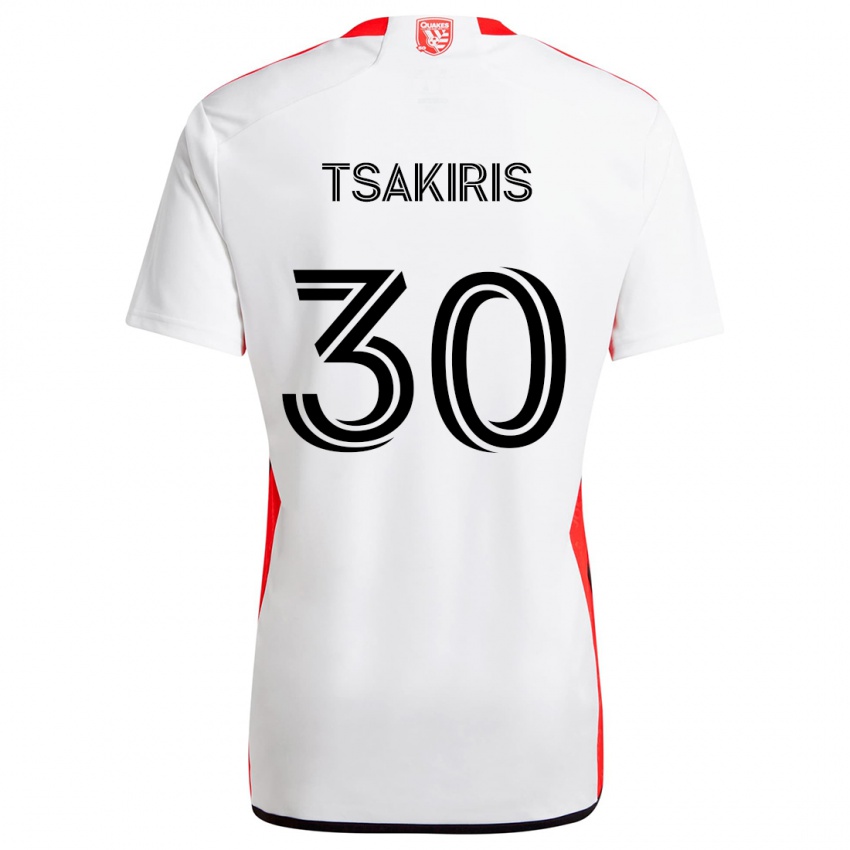 Herren Niko Tsakiris #30 Weiß Rot Auswärtstrikot Trikot 2024/25 T-Shirt Schweiz