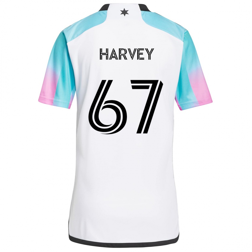 Herren Carlos Harvey #67 Weiß Blau Schwarz Auswärtstrikot Trikot 2024/25 T-Shirt Schweiz