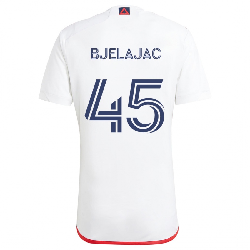 Homme Maillot Andrej Bjelajac #45 Blanc Rouge Tenues Extérieur 2024/25 T-Shirt Suisse