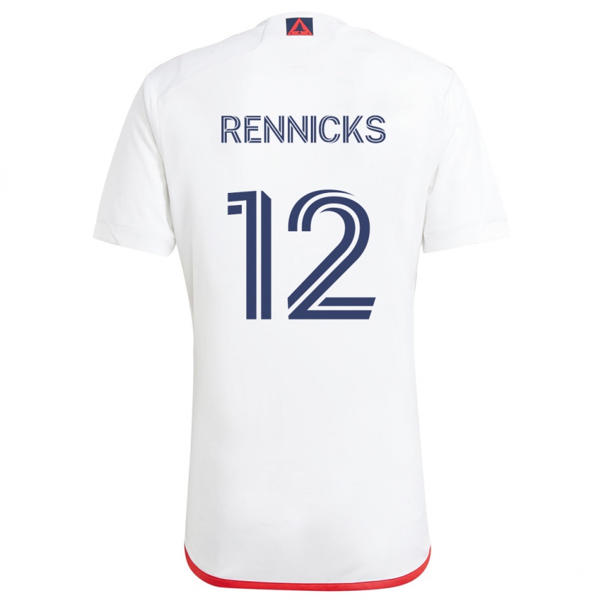 Herren Justin Rennicks #12 Weiß Rot Auswärtstrikot Trikot 2024/25 T-Shirt Schweiz