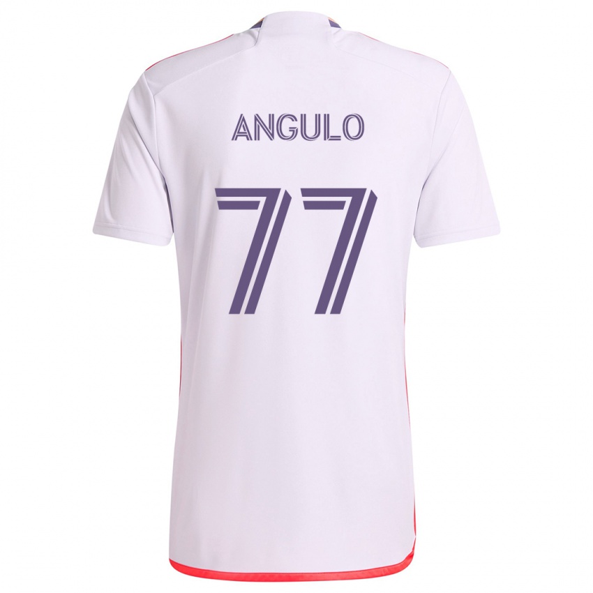 Homme Maillot Iván Angulo #77 Blanc Rouge Violet Tenues Extérieur 2024/25 T-Shirt Suisse