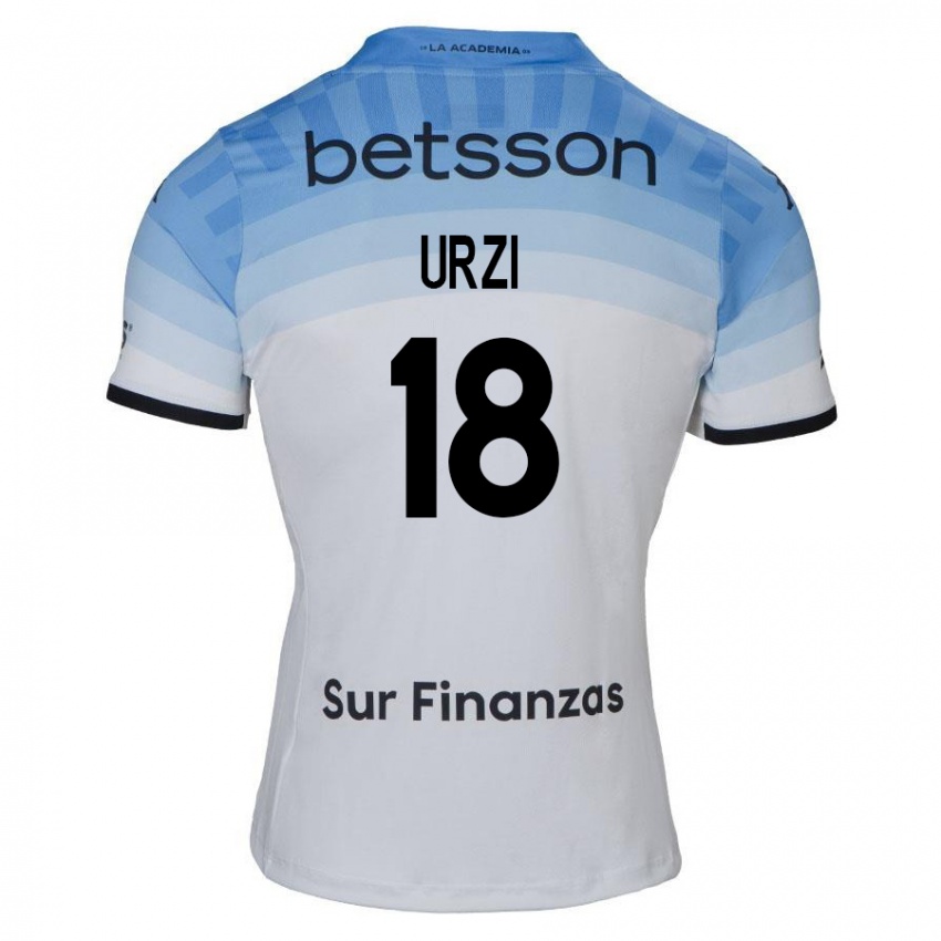 Homme Maillot Agustín Urzi #18 Blanc Bleu Noir Tenues Extérieur 2024/25 T-Shirt Suisse