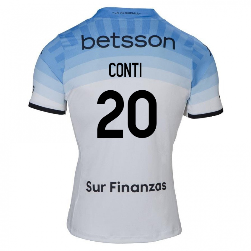 Homme Maillot Germán Conti #20 Blanc Bleu Noir Tenues Extérieur 2024/25 T-Shirt Suisse