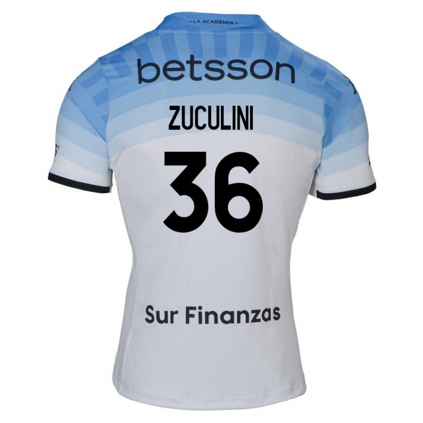 Homme Maillot Bruno Zuculini #36 Blanc Bleu Noir Tenues Extérieur 2024/25 T-Shirt Suisse