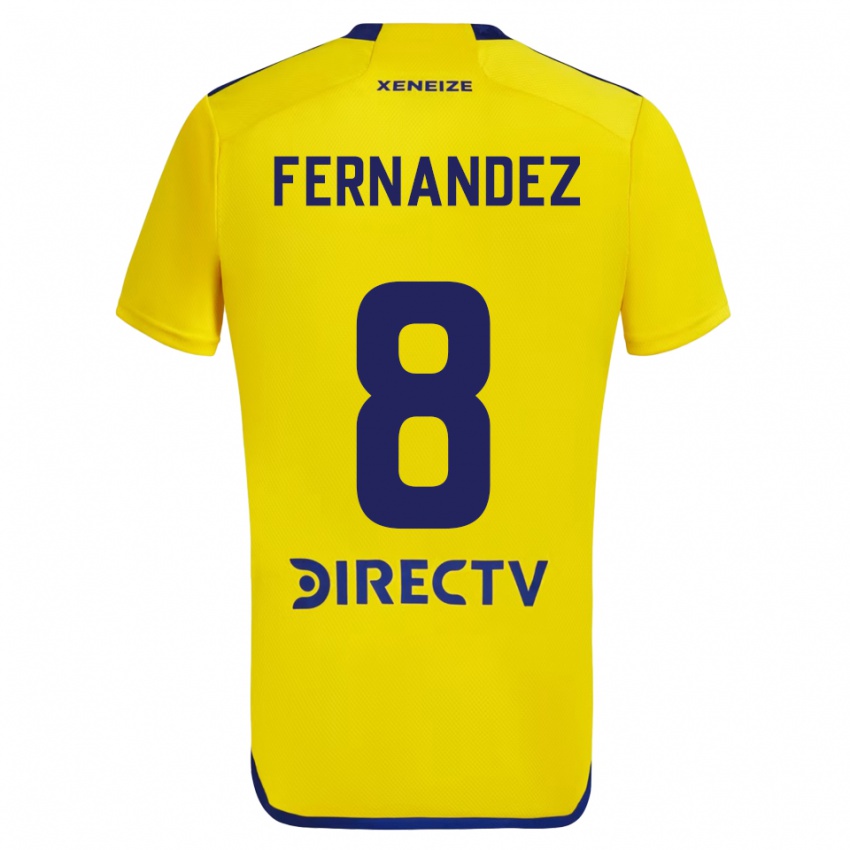 Homme Maillot Pol Fernández #8 Jaune Bleu Tenues Extérieur 2024/25 T-Shirt Suisse