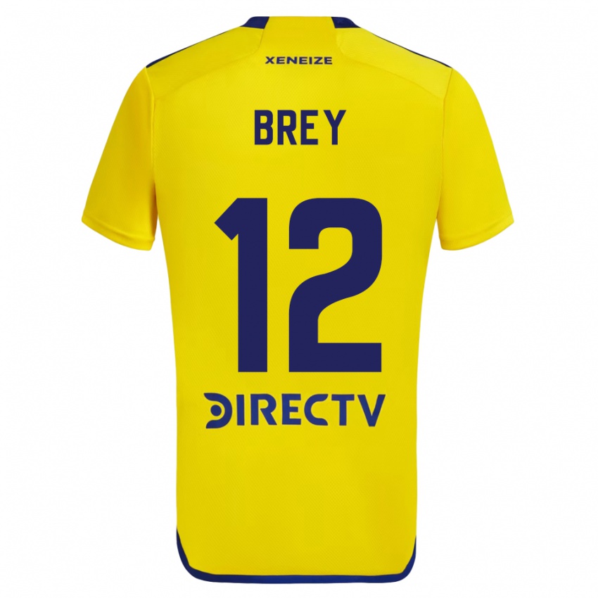 Homme Maillot Leandro Brey #12 Jaune Bleu Tenues Extérieur 2024/25 T-Shirt Suisse