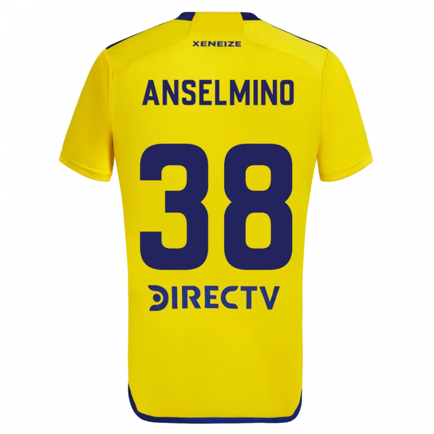 Homme Maillot Aarón Anselmino #38 Jaune Bleu Tenues Extérieur 2024/25 T-Shirt Suisse