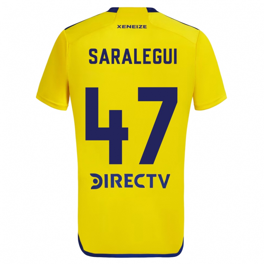 Homme Maillot Jabes Saralegui #47 Jaune Bleu Tenues Extérieur 2024/25 T-Shirt Suisse