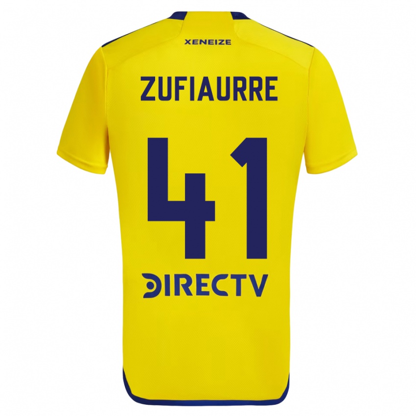 Homme Maillot Iker Zufiaurre #41 Jaune Bleu Tenues Extérieur 2024/25 T-Shirt Suisse