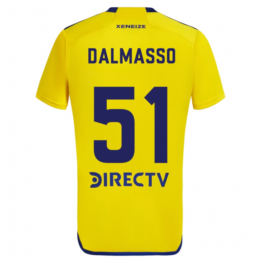 Homme Maillot Santiago Dalmasso #51 Jaune Bleu Tenues Extérieur 2024/25 T-Shirt Suisse