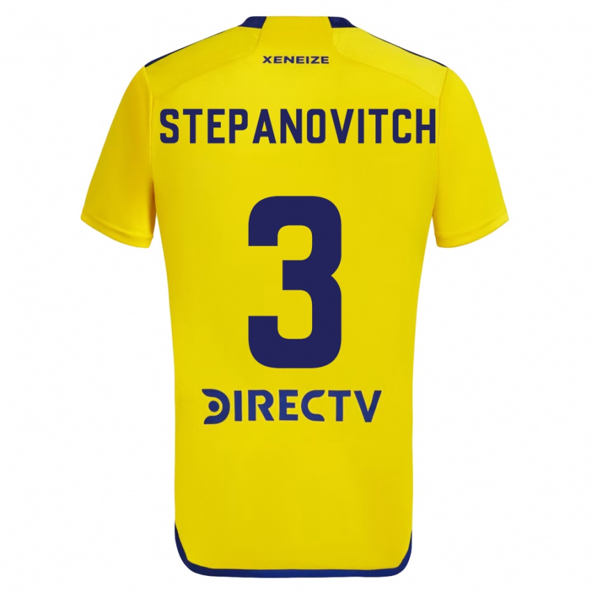 Homme Maillot Nicolás Stepanovitch #3 Jaune Bleu Tenues Extérieur 2024/25 T-Shirt Suisse