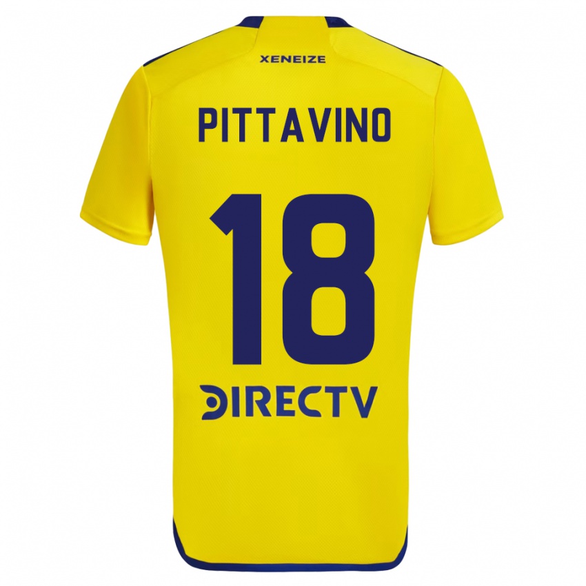 Homme Maillot Rodrigo Pittavino #18 Jaune Bleu Tenues Extérieur 2024/25 T-Shirt Suisse