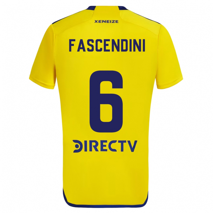 Homme Maillot Valentín Fascendini #6 Jaune Bleu Tenues Extérieur 2024/25 T-Shirt Suisse