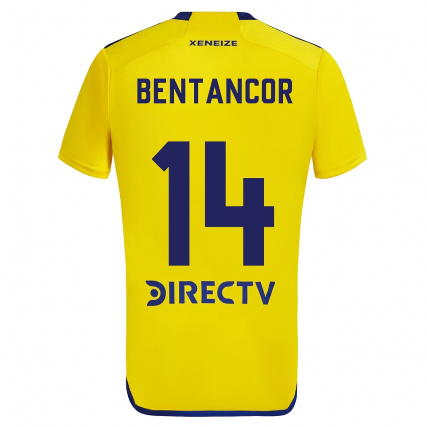 Homme Maillot Thomás Bentancor #14 Jaune Bleu Tenues Extérieur 2024/25 T-Shirt Suisse