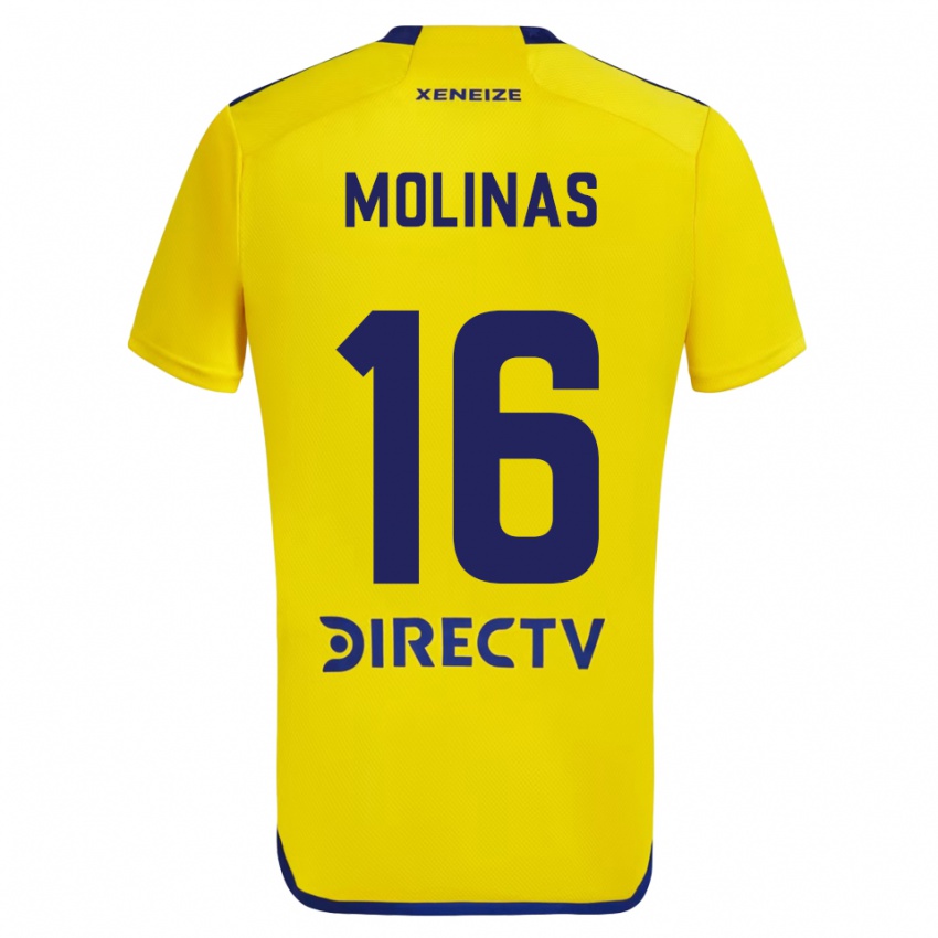 Homme Maillot Aaron Molinas #16 Jaune Bleu Tenues Extérieur 2024/25 T-Shirt Suisse