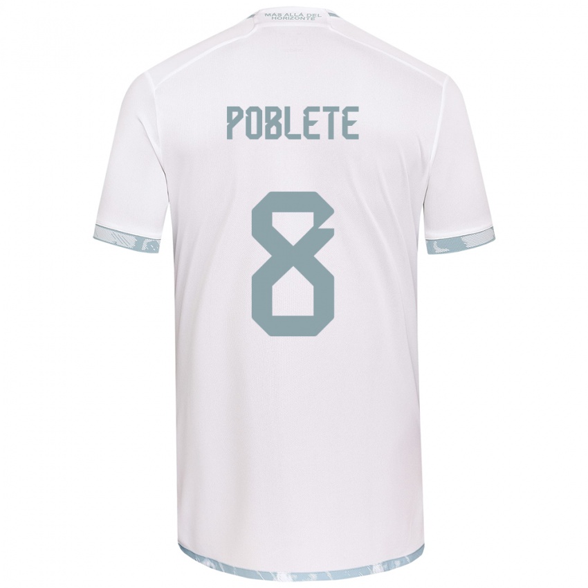 Herren Israel Poblete #8 Weiß Grau Auswärtstrikot Trikot 2024/25 T-Shirt Schweiz