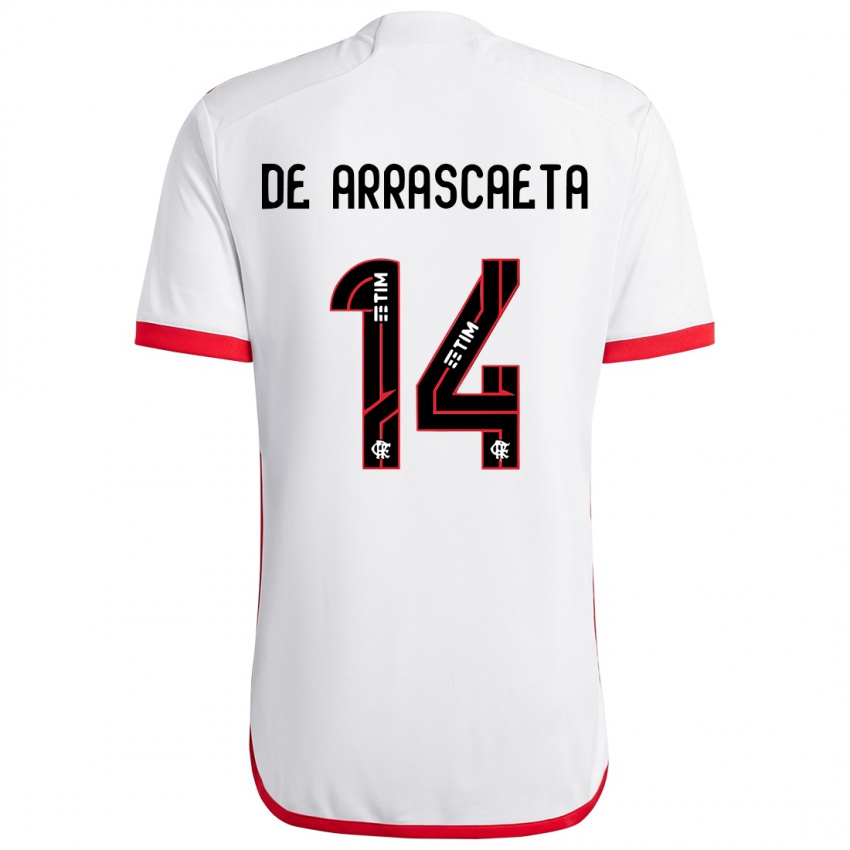 Herren Giorgian De Arrascaeta #14 Weiß Rot Auswärtstrikot Trikot 2024/25 T-Shirt Schweiz