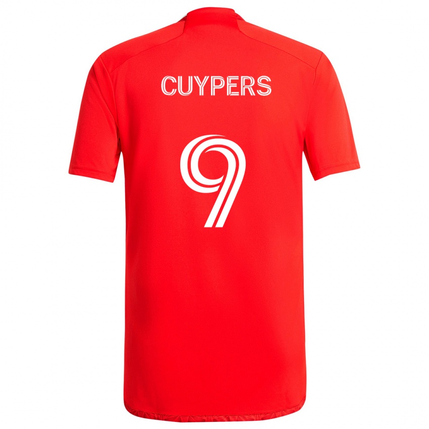 Femme Maillot Hugo Cuypers #9 Rouge Blanc Tenues Domicile 2024/25 T-Shirt Suisse