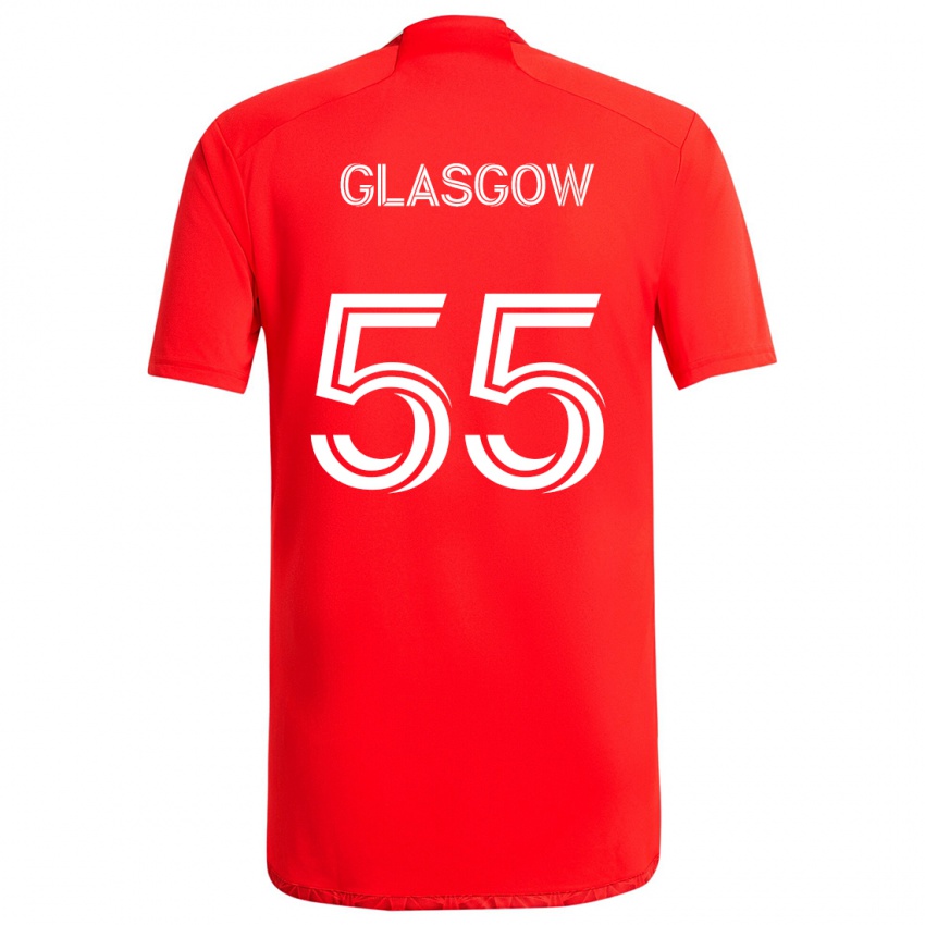 Femme Maillot Omari Glasgow #55 Rouge Blanc Tenues Domicile 2024/25 T-Shirt Suisse