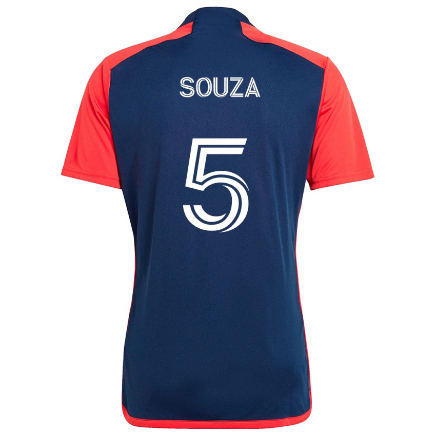 Femme Maillot Victor Souza #5 Bleu Rouge Tenues Domicile 2024/25 T-Shirt Suisse