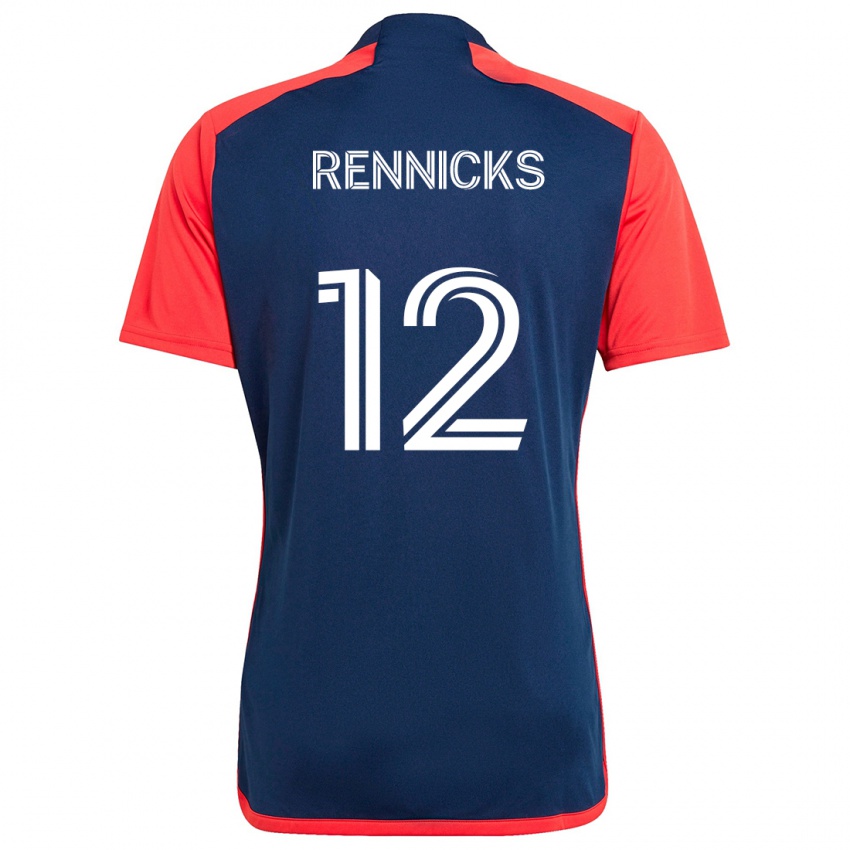 Femme Maillot Justin Rennicks #12 Bleu Rouge Tenues Domicile 2024/25 T-Shirt Suisse