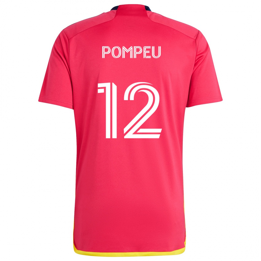 Femme Maillot Célio Pompeu #12 Rouge Bleu Tenues Domicile 2024/25 T-Shirt Suisse