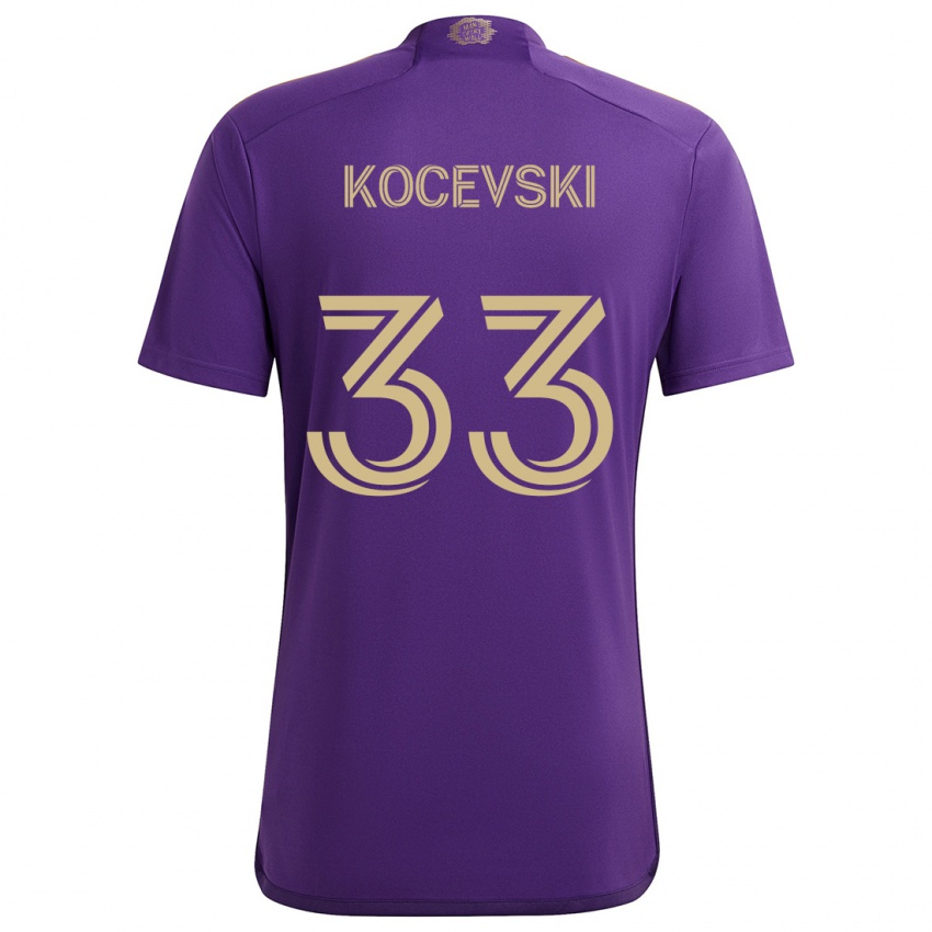 Femme Maillot Jeorgio Kocevski #33 Violet Jaune Tenues Domicile 2024/25 T-Shirt Suisse