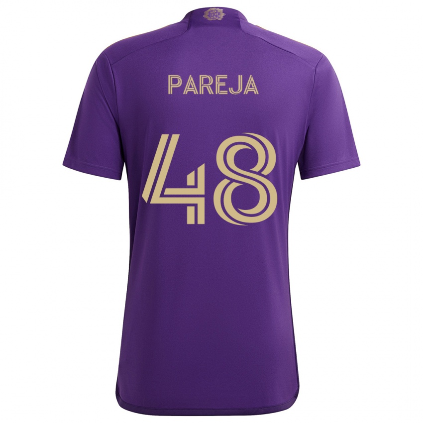 Femme Maillot Diego Pareja #48 Violet Jaune Tenues Domicile 2024/25 T-Shirt Suisse