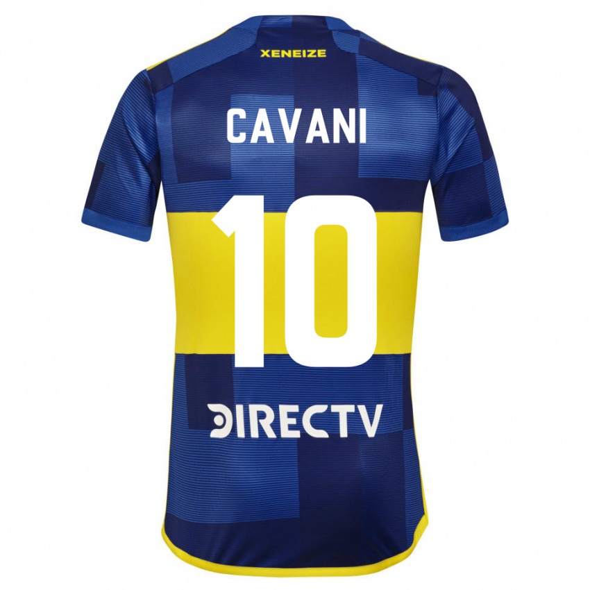 Femme Maillot Edinson Cavani #10 Bleu Jaune Tenues Domicile 2024/25 T-Shirt Suisse