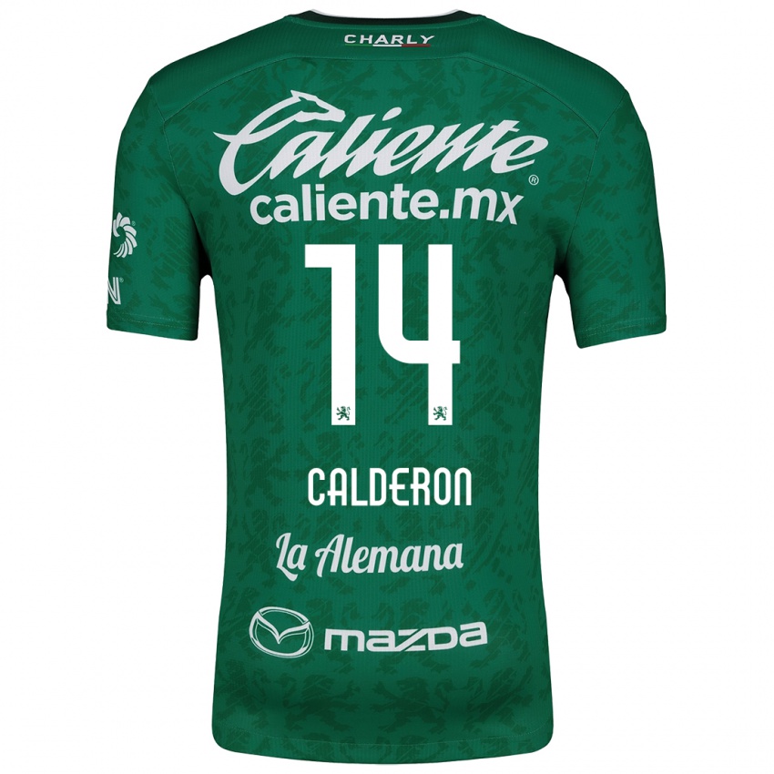 Femme Maillot Daniela Calderón #14 Vert Blanc Tenues Domicile 2024/25 T-Shirt Suisse