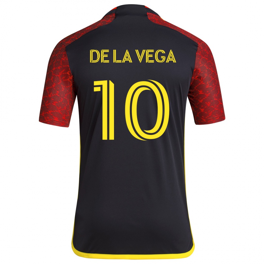 Damen Pedro De La Vega #10 Rot Schwarz Auswärtstrikot Trikot 2024/25 T-Shirt Schweiz