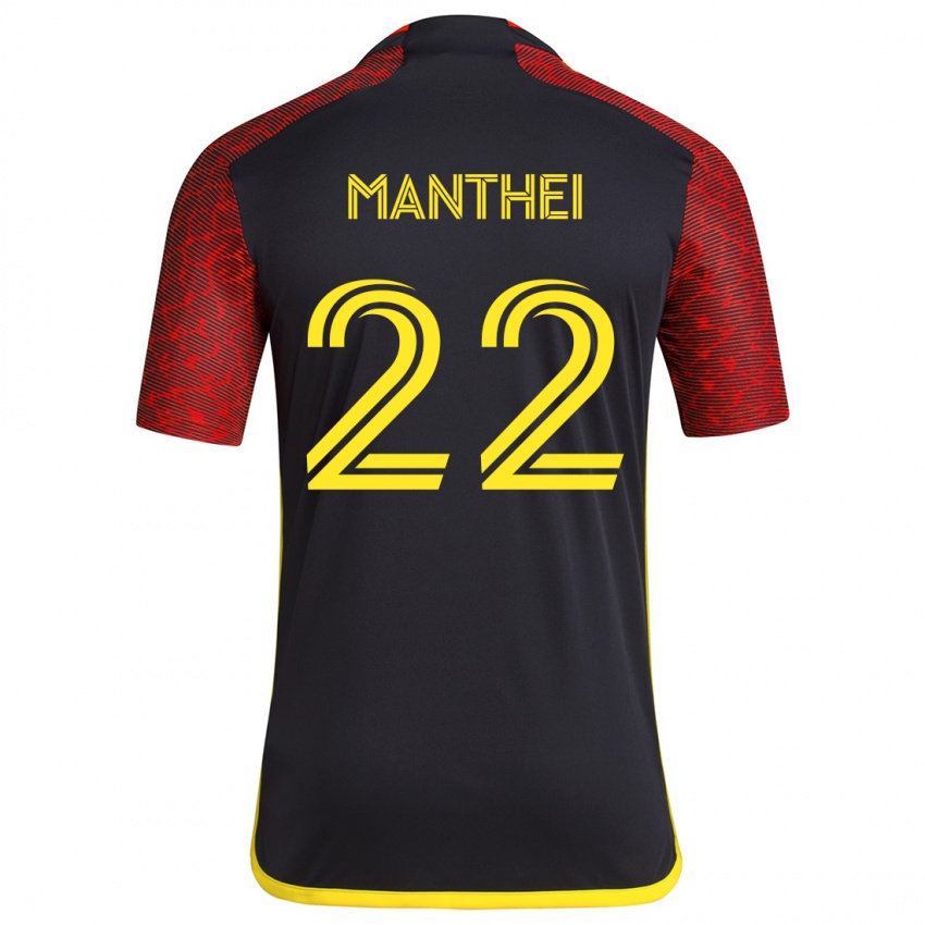 Damen Leahi Manthei #22 Rot Schwarz Auswärtstrikot Trikot 2024/25 T-Shirt Schweiz