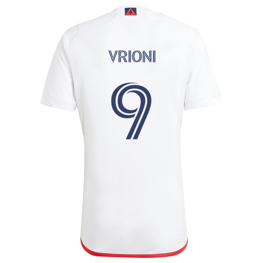 Femme Maillot Giacomo Vrioni #9 Blanc Rouge Tenues Extérieur 2024/25 T-Shirt Suisse