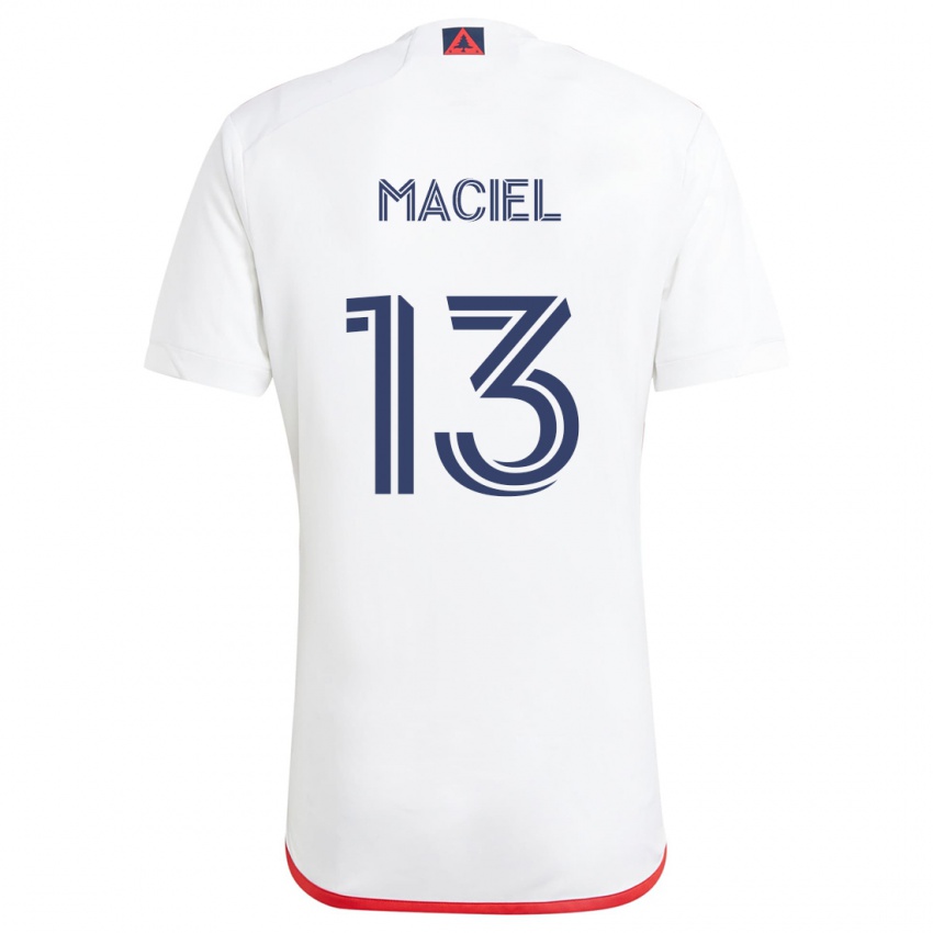 Femme Maillot Maciel #13 Blanc Rouge Tenues Extérieur 2024/25 T-Shirt Suisse