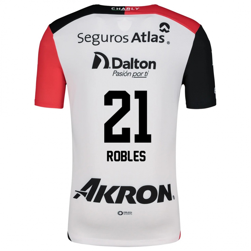 Damen Carlos Robles #21 Weiß Rot Schwarz Auswärtstrikot Trikot 2024/25 T-Shirt Schweiz