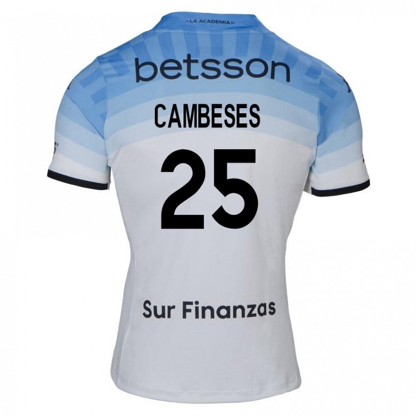 Damen Facundo Cambeses #25 Weiß Blau Schwarz Auswärtstrikot Trikot 2024/25 T-Shirt Schweiz