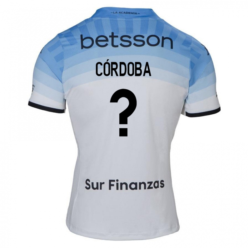 Femme Maillot Gonzalo Córdoba #0 Blanc Bleu Noir Tenues Extérieur 2024/25 T-Shirt Suisse