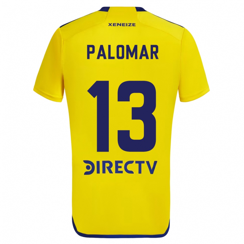 Femme Maillot Estefania Palomar #13 Jaune Bleu Tenues Extérieur 2024/25 T-Shirt Suisse