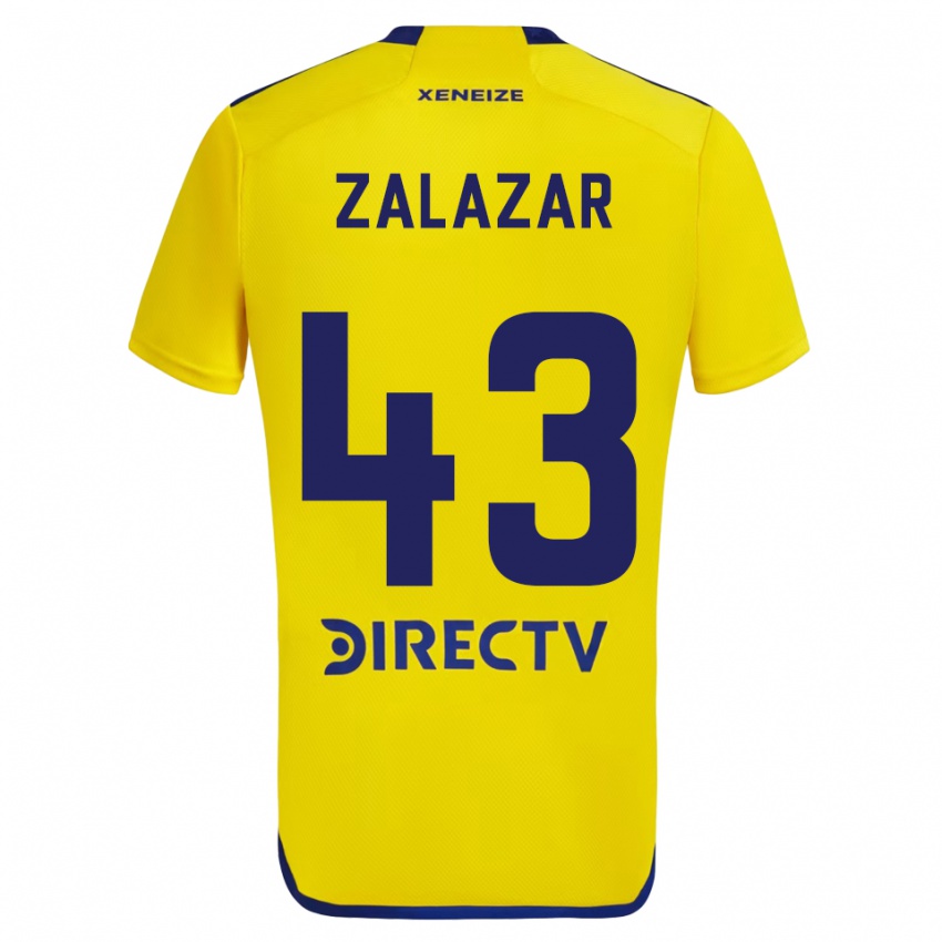 Femme Maillot Maximiliano Zalazar #43 Jaune Bleu Tenues Extérieur 2024/25 T-Shirt Suisse