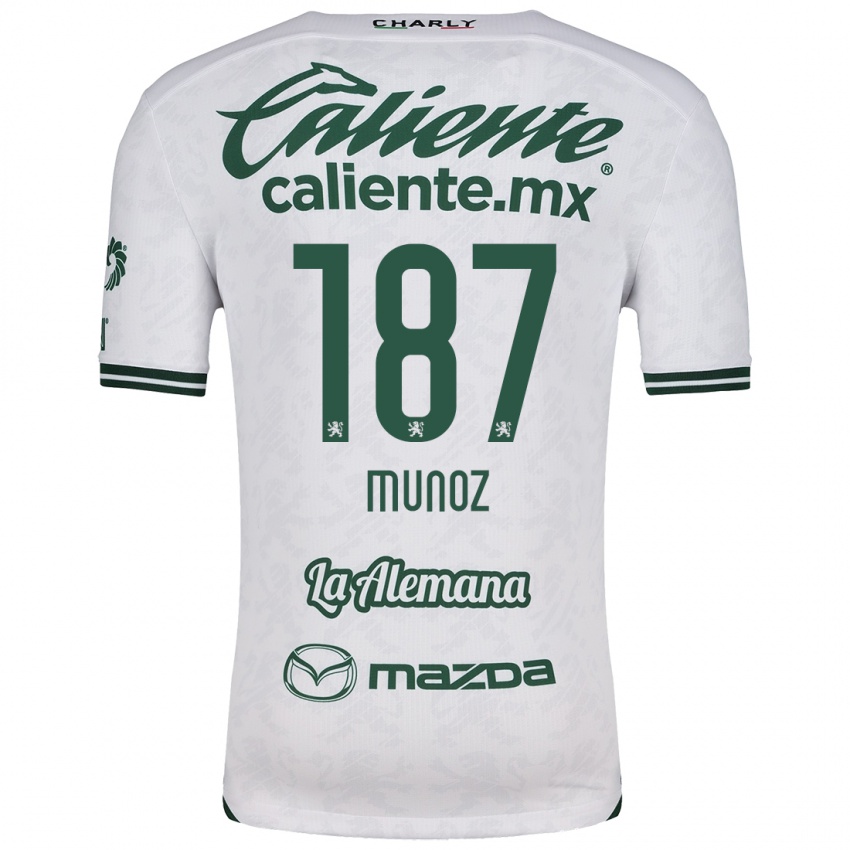 Femme Maillot Diego Muñoz #187 Blanc Vert Tenues Extérieur 2024/25 T-Shirt Suisse