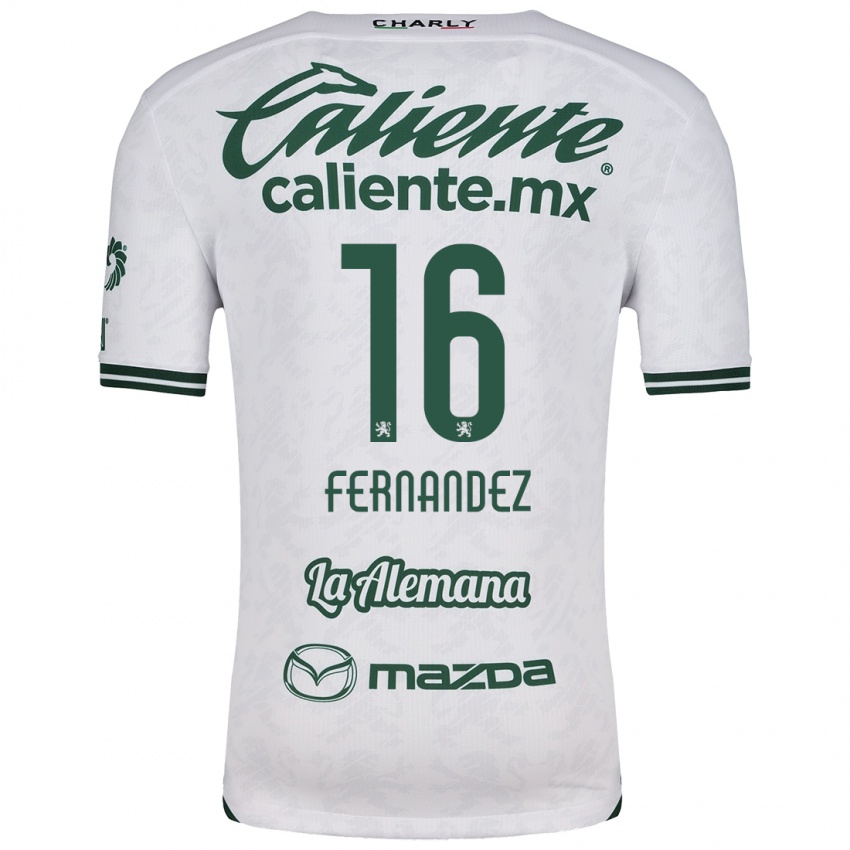 Femme Maillot Omar Fernández #16 Blanc Vert Tenues Extérieur 2024/25 T-Shirt Suisse